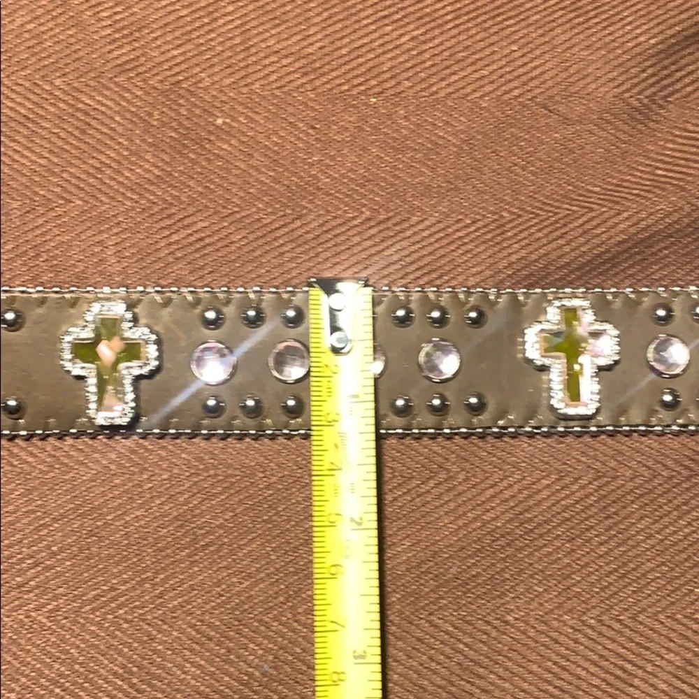 Nakona studded bedazzled statement belt w/buckle